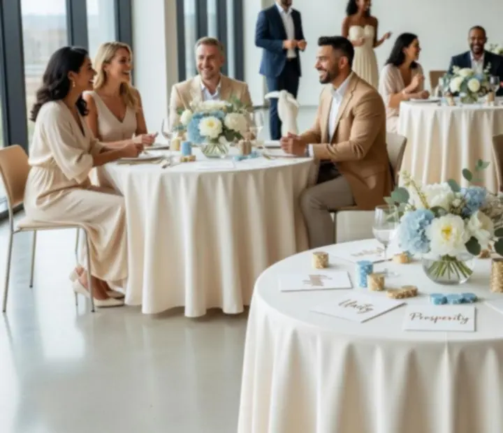 Jasne, kameralne przyjęcie prywatne przy elegancko nakrytym stole